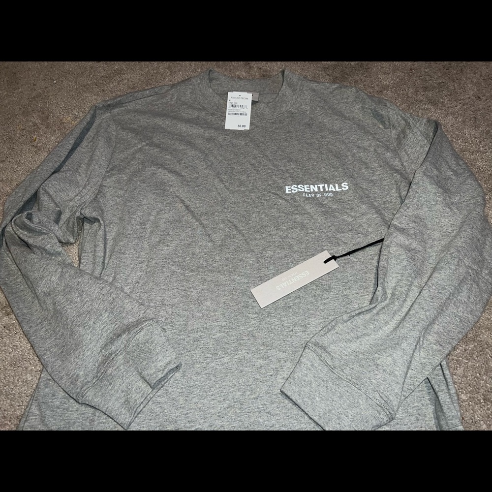 Fear of God essentials dark heather grey longsleeve shirt